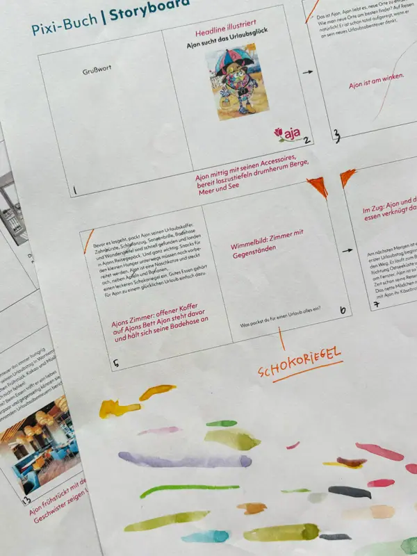 Illustration von Ajon Papier mit handgeschriebenem Text