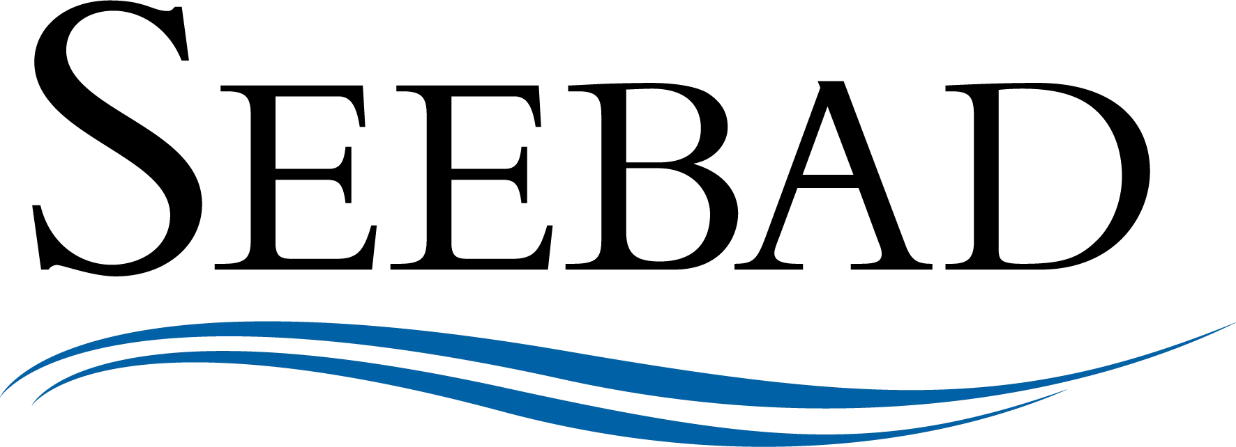 Der Schriftzug SEEBAD mit blauen Wellen darunter.