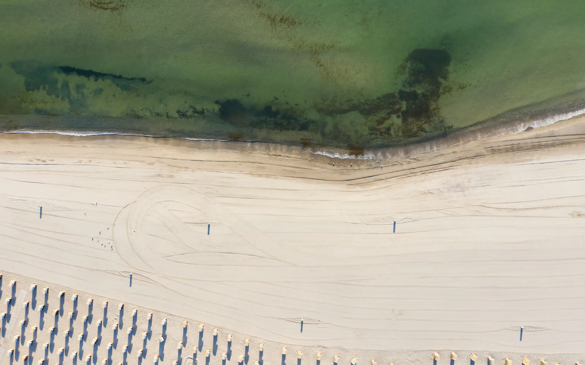 Luftaufnahme eines Strandes an der Ostsee.