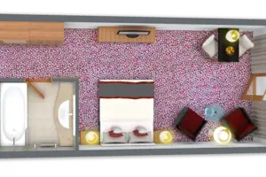 Grundriss Grundriss eines Hotelzimmers