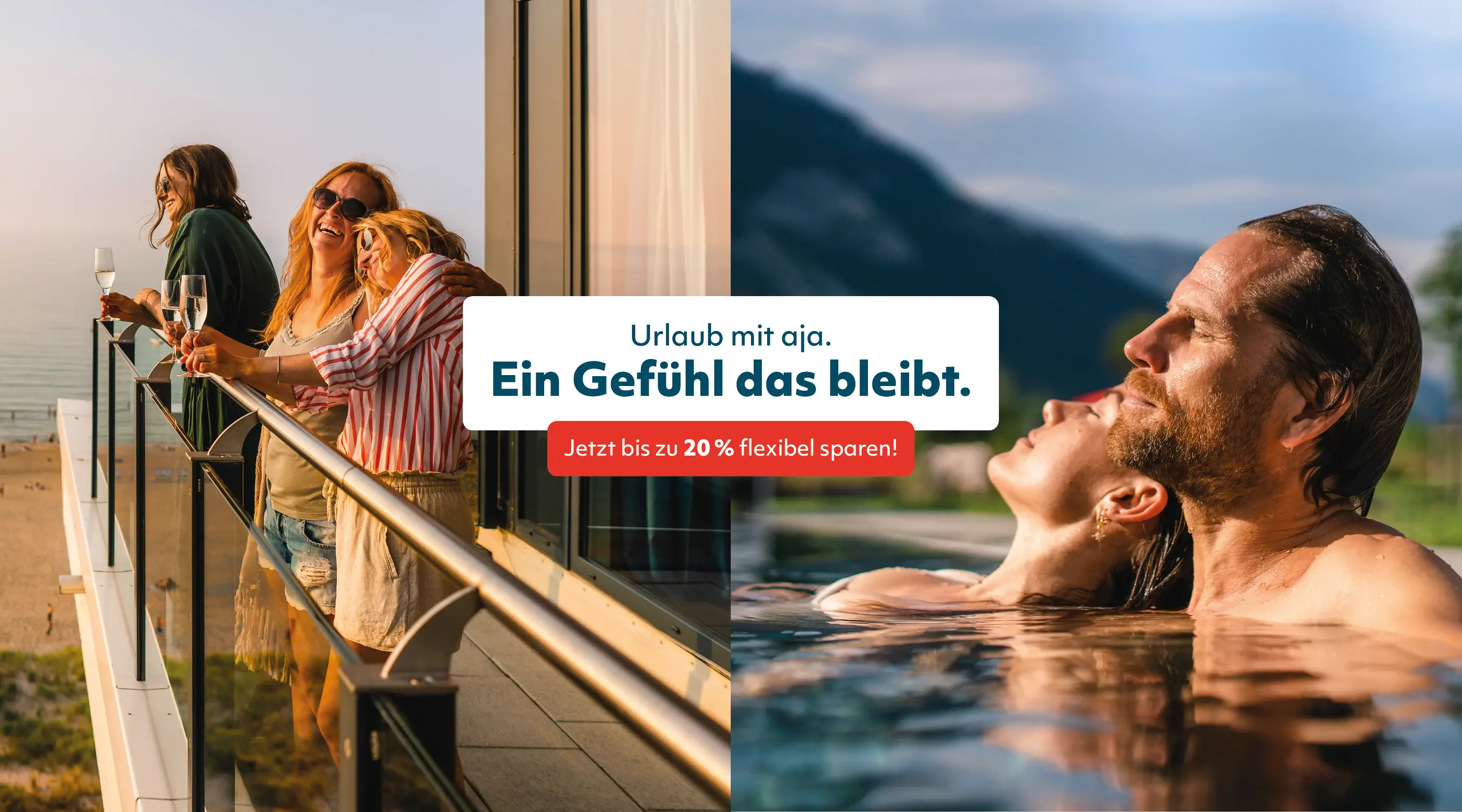 Ein Mann und eine Frau schwimmen in einem Außenpool.